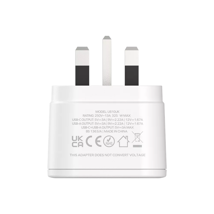 MOMAX - OnePlug - Extension Plug Socket Extender - USB-C & 2x USB - White