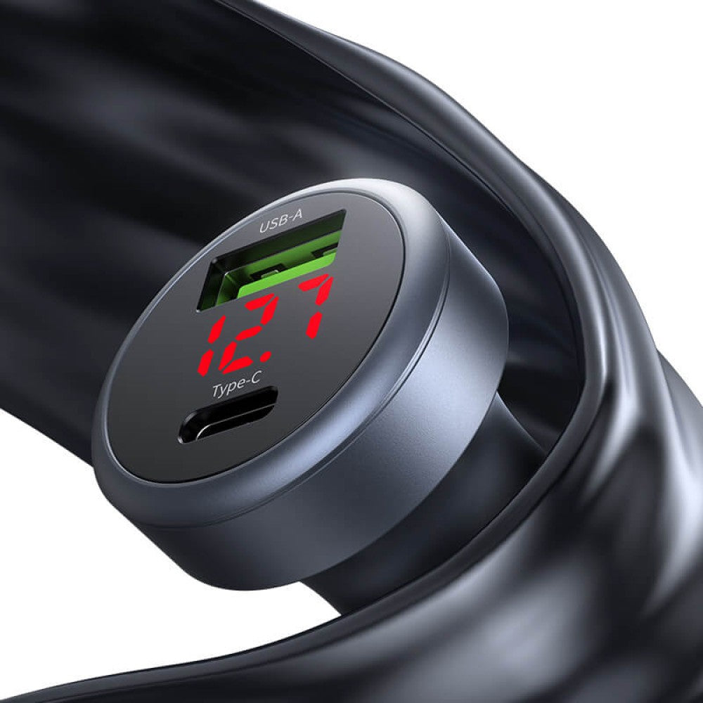 USAMS 45W USB-A & USB-C Aluminium Alloy Car Charger - Grey