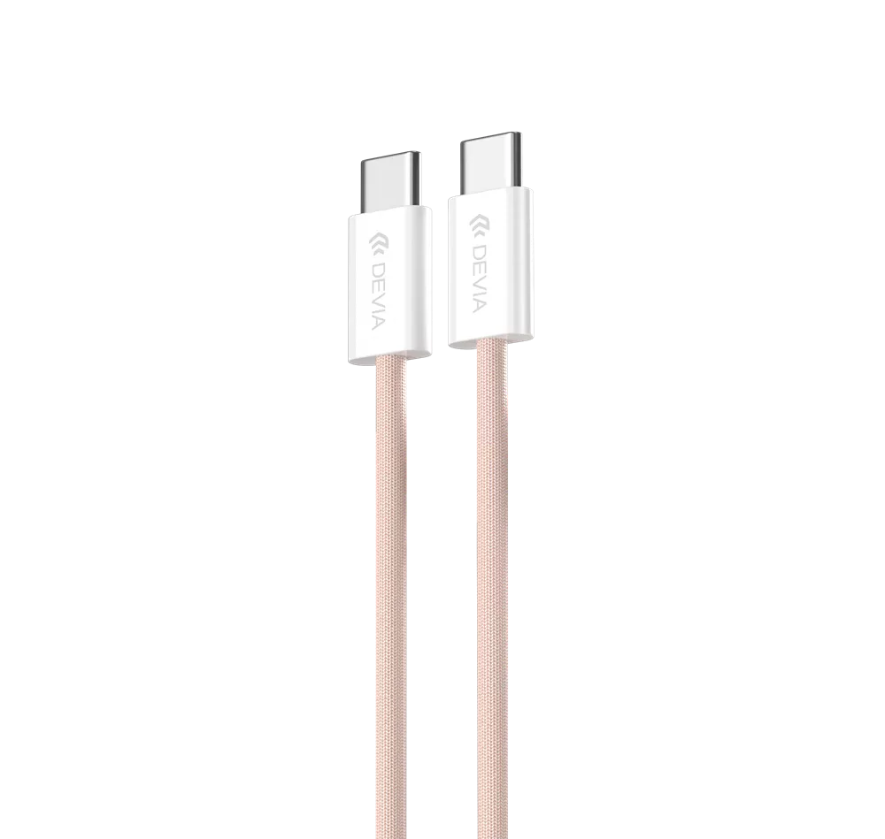 Devia - 1m (60W) Woven Braided Power Delivery  - USB-C to USB-C Cable - Pink