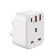 MOMAX - OnePlug - Extension Plug Socket Extender - USB-C & 2x USB - White