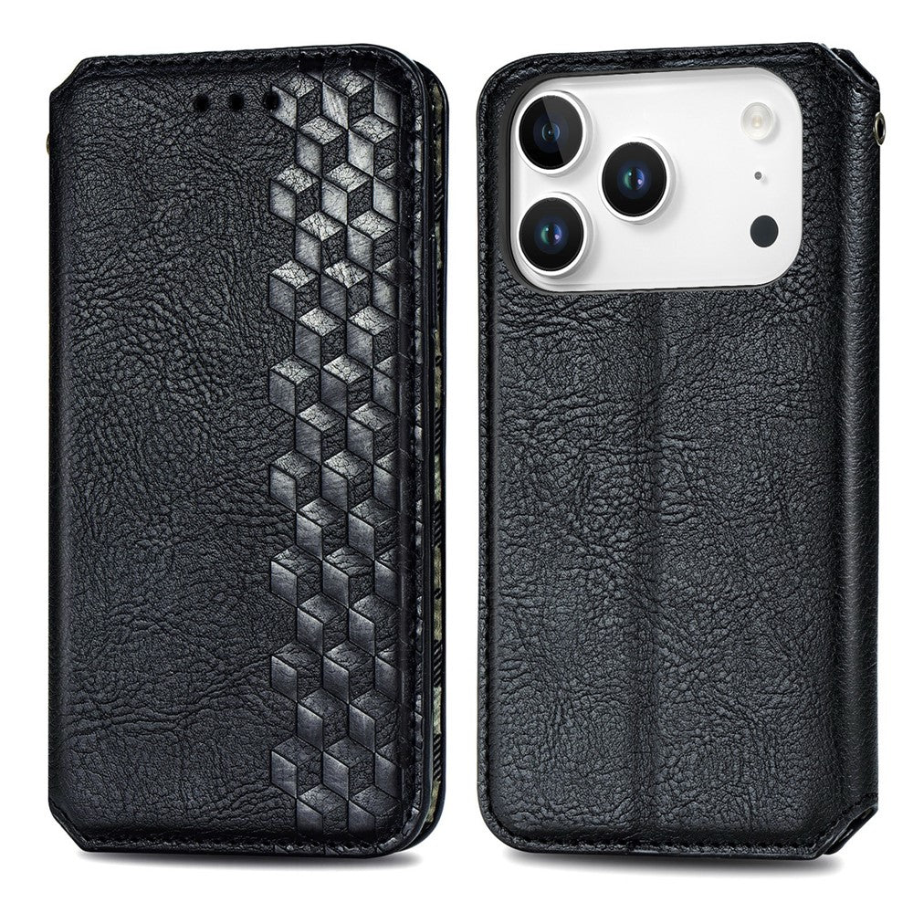 Wallet Patterned Magnetic Flip Case for iPhone 17 Pro Max - Black
