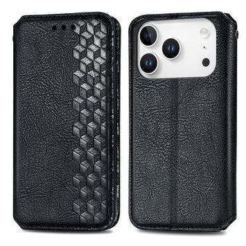 Wallet Patterned Magnetic Flip Case for iPhone 17 Pro Max - Black