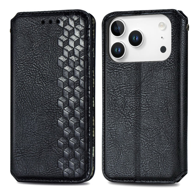 Wallet Patterned Magnetic Flip Case for iPhone 17 Pro Max - Black