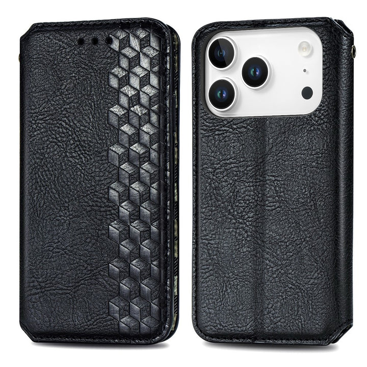 Wallet Patterned Magnetic Flip Case for iPhone 17 Pro Max - Black