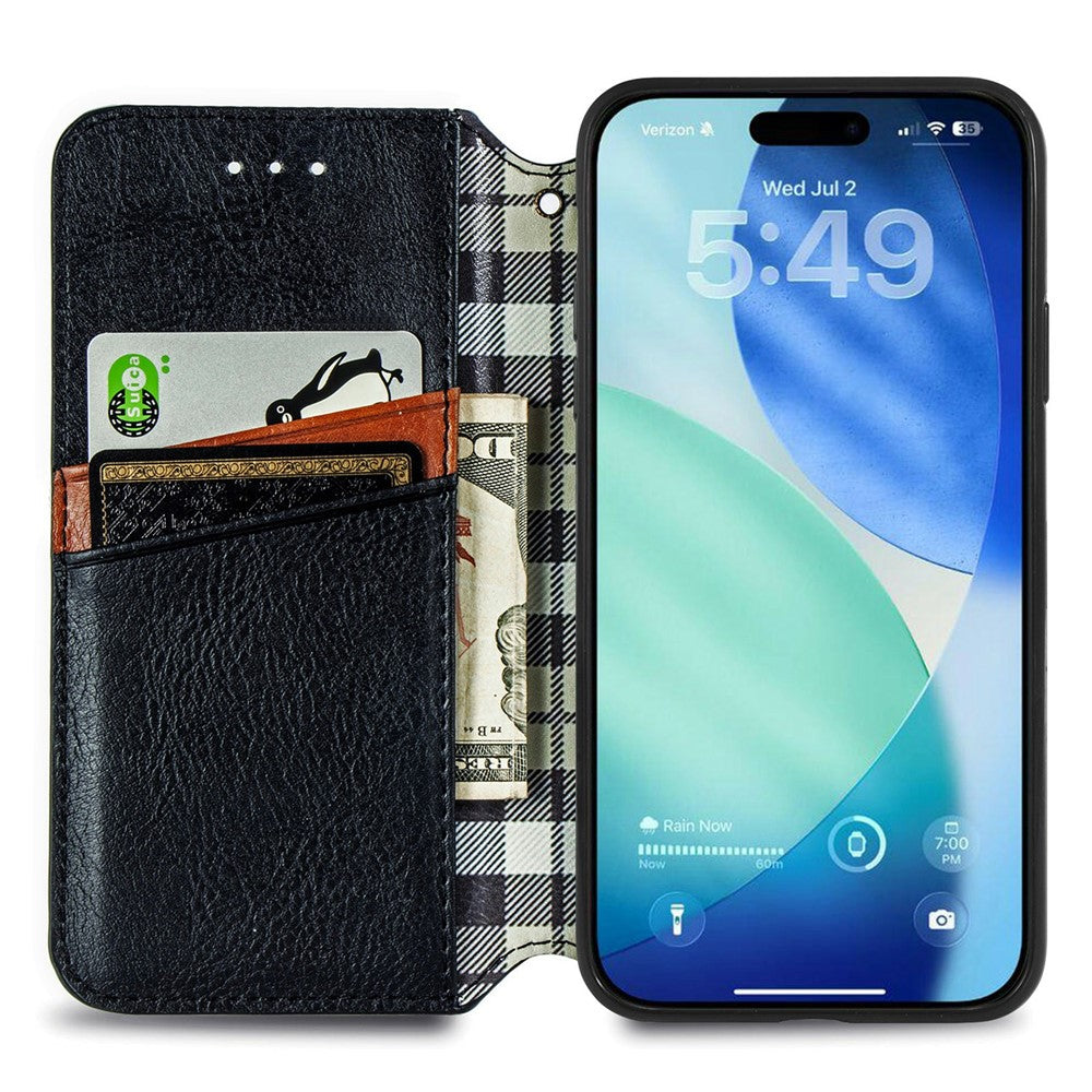 Wallet Patterned Magnetic Flip Case for iPhone 17 Pro Max - Black