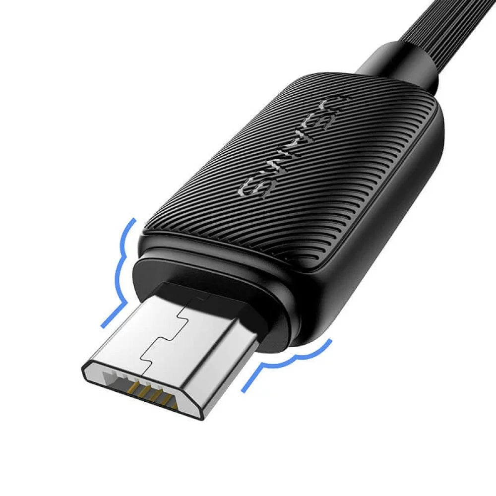 USAMS - KY Series - Micro USB to USB A Striped Cable -1M - Black