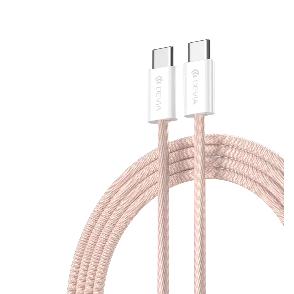 Devia - 1m (60W) Woven Braided Power Delivery  - USB-C to USB-C Cable - Pink