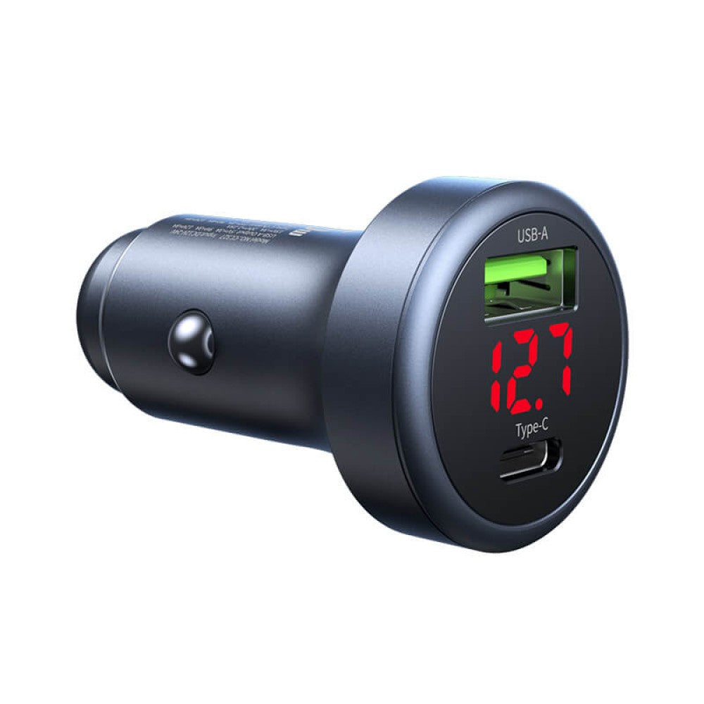 USAMS 45W USB-A & USB-C Aluminium Alloy Car Charger - Grey