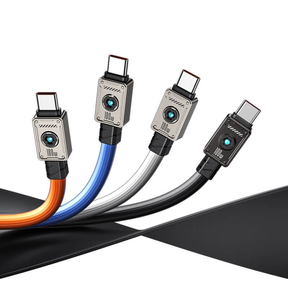 USAMS Mecha Series Type-C to Type-C 100W (1.2M / 4ft) Charging Cable - Blue