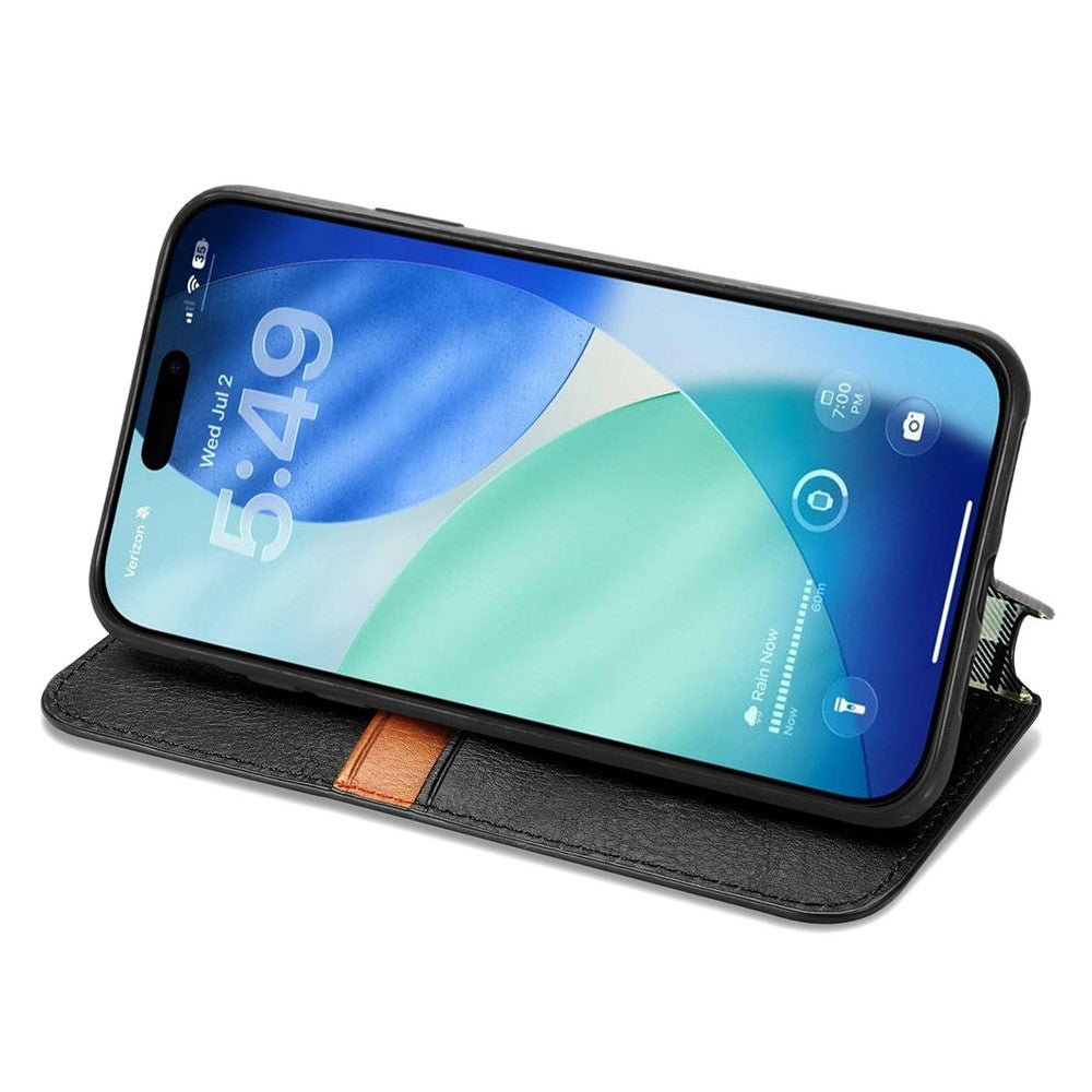 Wallet Patterned Magnetic Flip Case for iPhone 17 Pro Max - Black