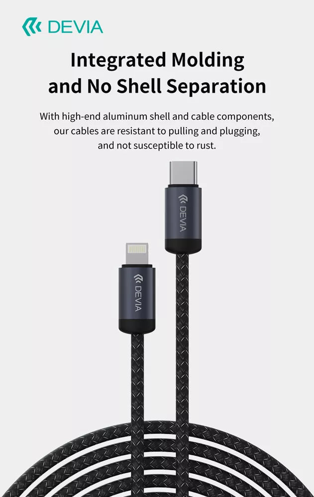 Devia - 3m (60W) Mesh Armour USB-C to USB-C Cable - Black