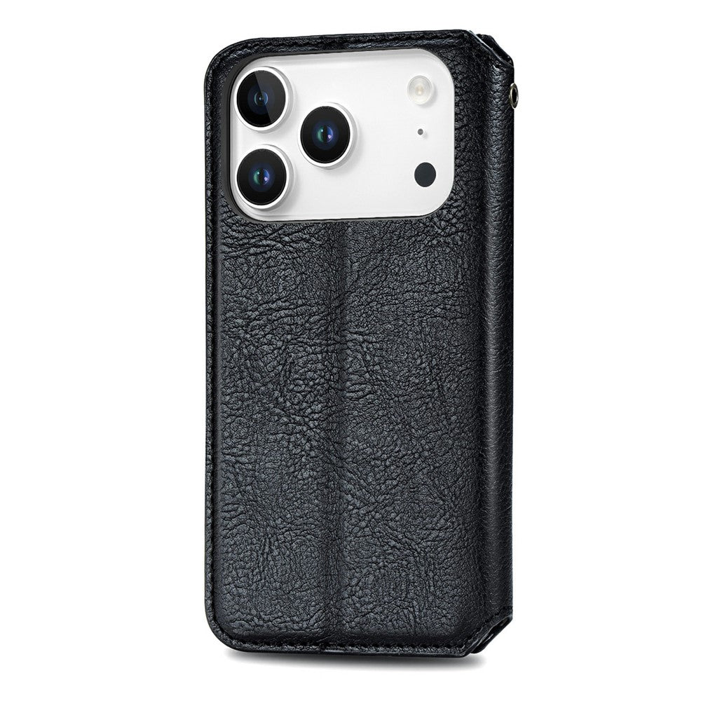 Wallet Patterned Magnetic Flip Case for iPhone 17 Pro Max - Black