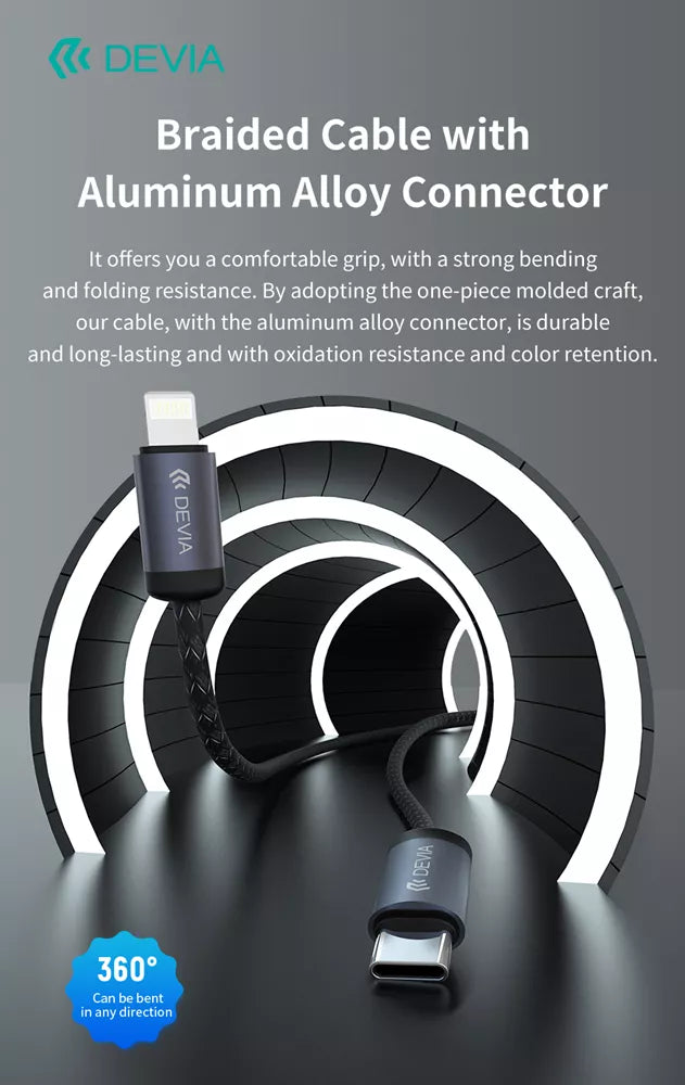 Devia - 3m (60W) Mesh Armour USB-C to USB-C Cable - Black