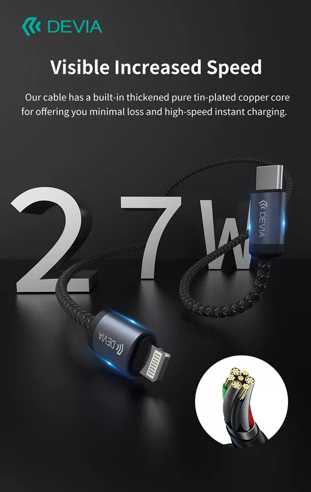 Devia - 3m (60W) Mesh Armour USB-C to USB-C Cable - Black