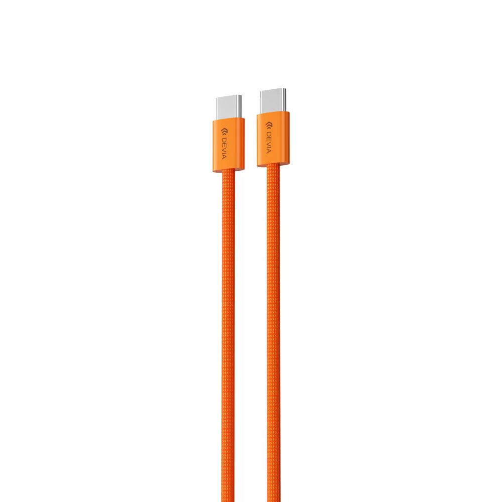 Devia - 1m (60W) Woven Braided Power Delivery - USB-C to USB-C Cable - Orange
