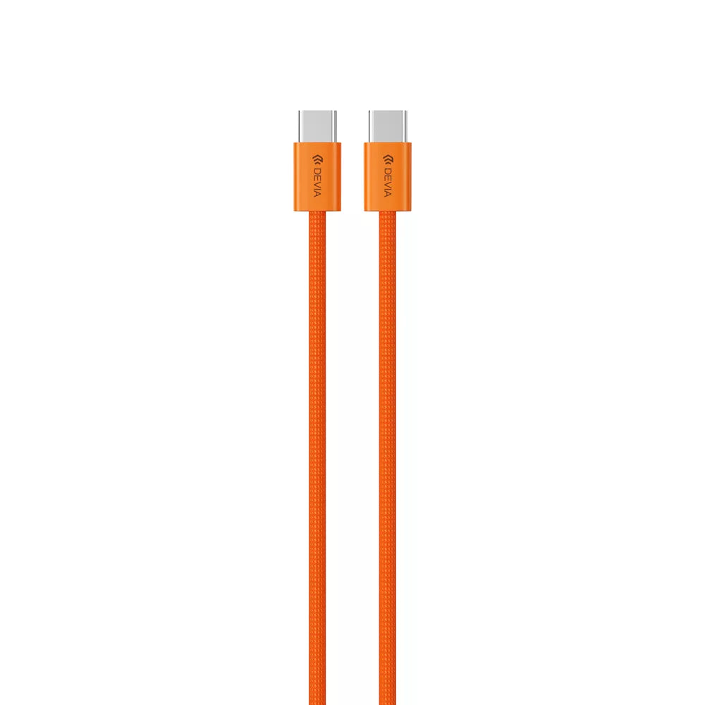 Devia - 1m (60W) Woven Braided Power Delivery - USB-C to USB-C Cable - Orange